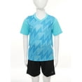 thumbnail image 2 of Linjinx Kids Boys Soccer Basketball Jersey Tracksuits Short Sleeve T-shirt with Shorts Football Sky Blue 3XS, 2 of 7