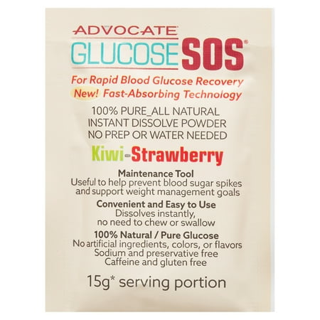 Glucose SOS, Instant Dissolve Glucose Tablet Alternative for Blood Sugar Recovery, Kiwi Strawberry 6 Count