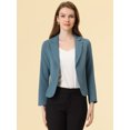 thumbnail image 3 of Allegra K Chaqueta abierta traje oficina mujeres Azul Gris-Sólido S, 3 of 5