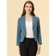 thumbnail image 3 of INSPIRE CHIC Chaqueta abierta de la chaqueta del traje de la cosecha del trabajo de la oficina del frente de las mujeres Azul Gris-Sólido M, 3 of 5