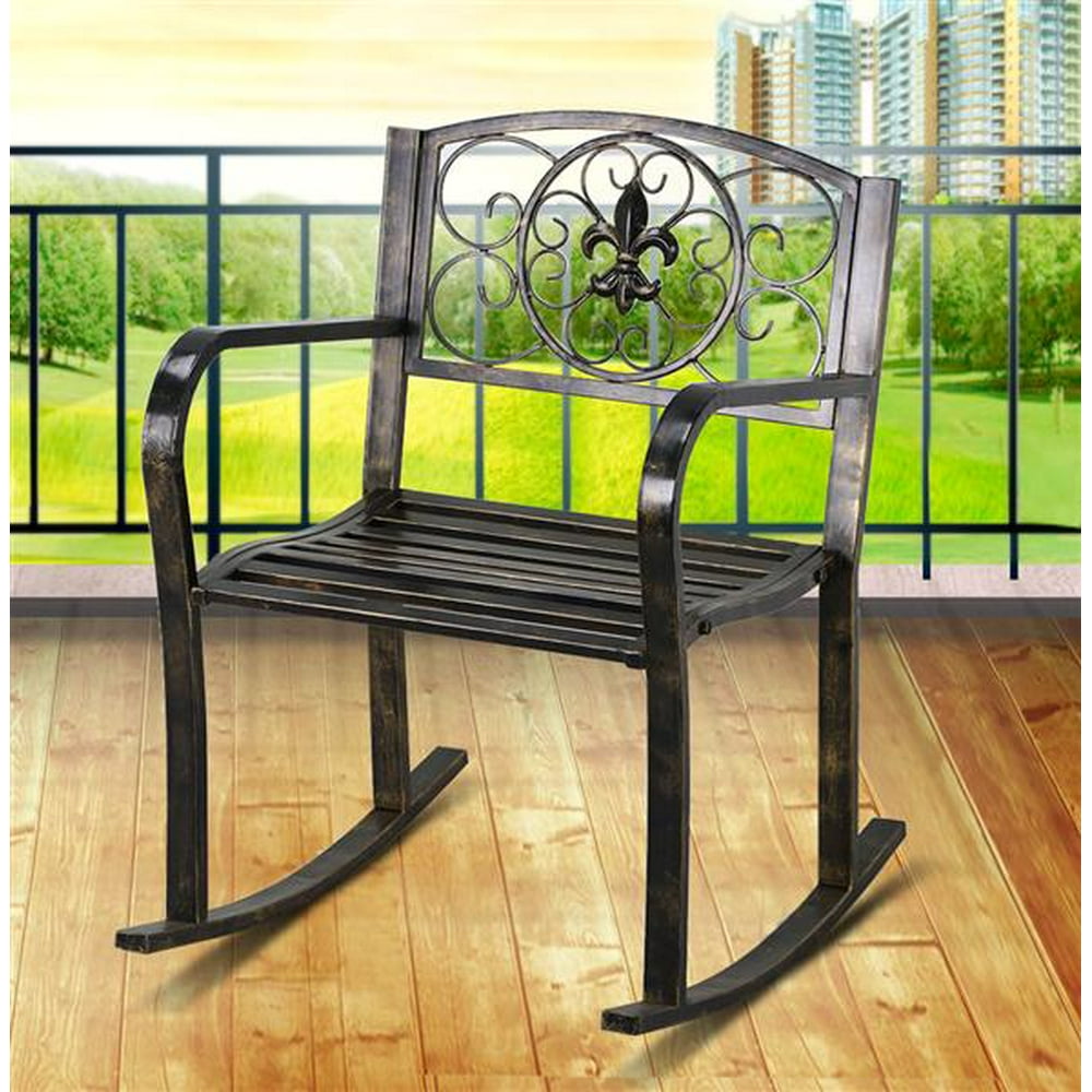 Porch Rocking Chair Sturdy Patio Metal Porch Rocker Porch Seat Deck Outdoor Backyard Glider