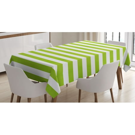 - Lime Green Tablecloth, Horizontal Stripes Simplistic Watercolor Paintbrush Large Lines Image, Rectangular Table Cover for Dining Room Kitchen, 60 X 84 Inches, White Lime Green, by Ambesonne