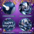 thumbnail image 3 of Blue Silver Theme Happy New Year Banner Metallic Balloons New Year Display Star Decorations Firework Elements Festive Backdrop for New Year Party Holiday Celebration Indoor Decoration, 3 of 8
