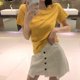 thumbnail image 4 of Camiseta de mujer Camiseta de manga corta con cuello redondo Camiseta estampada con letras, Amarillo, M sidaley AP001571-05B, 4 of 7