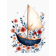 thumbnail image 1 of Qisvanset Framed Canvas Wall Art 12x16 Inch Wildflower Sailboat Girl Nautical Nursery Print Art, 1 of 5