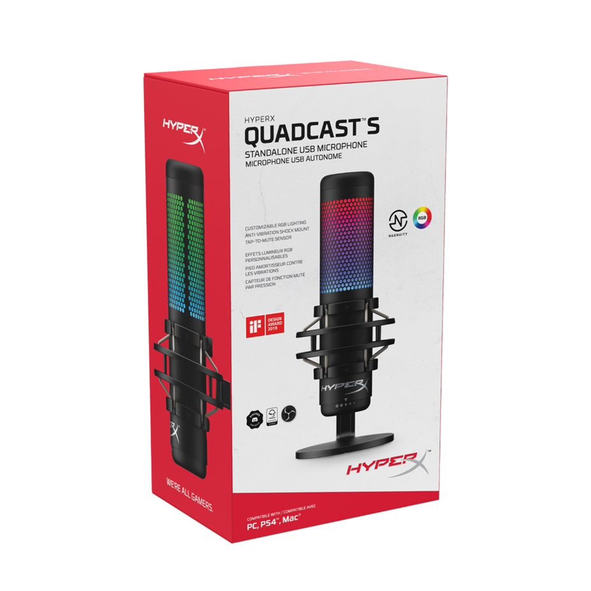  HyperX QuadCast S RGB USB Condenser Microphone with Shock Mount  and Pop Filter for Gaming, Streaming, Podcasts : Everything Else