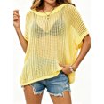 thumbnail image 4 of Womens Crochet Sweater Tops Batwing Short Sleeve Oversized Boat Neck Boho Knit Summer Beach Cover Ups, 4 of 5