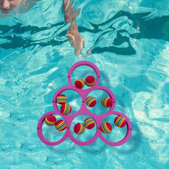 Juego de lanzamiento de piscina, flotador de espuma, fácil de instalar para niños y adultos, juego de piscina, juguetes para lanzar pelotas para Rosa roja