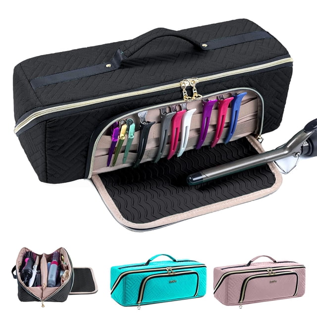 Bolsa de viaje ELCUPA, herramientas grandes para el cabello con organizador de alfombrillas