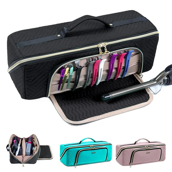 Bolsa de viaje ELCUPA, herramientas grandes para el cabello con organizador de alfombrillas