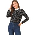 thumbnail image 1 of Unique Bargains Chemisier à Imprimé Floral pour Femmes Col Contrasté Blouse de Travail à Manches Longues à Patte Complète, 1 of 6