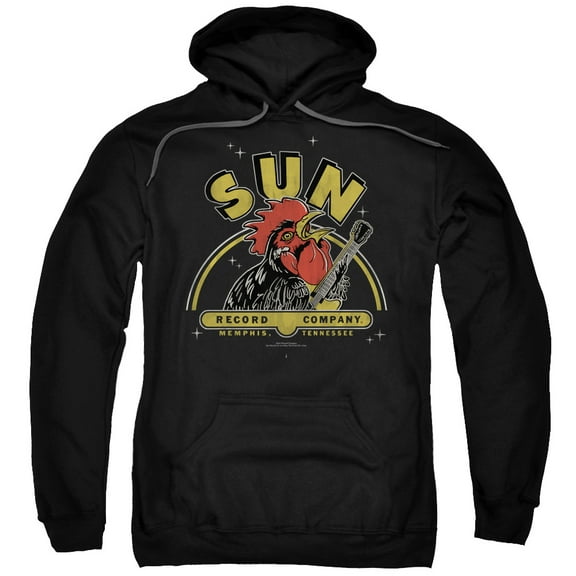 Sun Rocking Rooster Adult Pullover Hoodie Sweatshirt Black