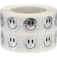 thumbnail image 1 of Silver Sparkle Holographic Circle Happy Face Stickers, 0.5 Inch Round, 1000 Labels on a Roll, 1 of 2