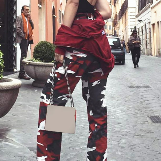 LEEy-World Womens Sweatpants Women's Loose Wide Leg Paper Bag Waist Pants  Casual Solid Elastic Trousers Red,M 