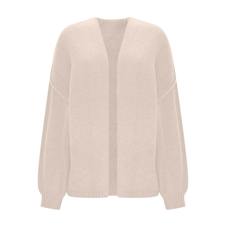 Uootdi Women's Oversized Open Front Cardigan Balloon Sleeve Knit Sweater  Casual Loose Fit Fall Fashion Trendy Cozy Outerwear Soft Knitwear Beige  Women