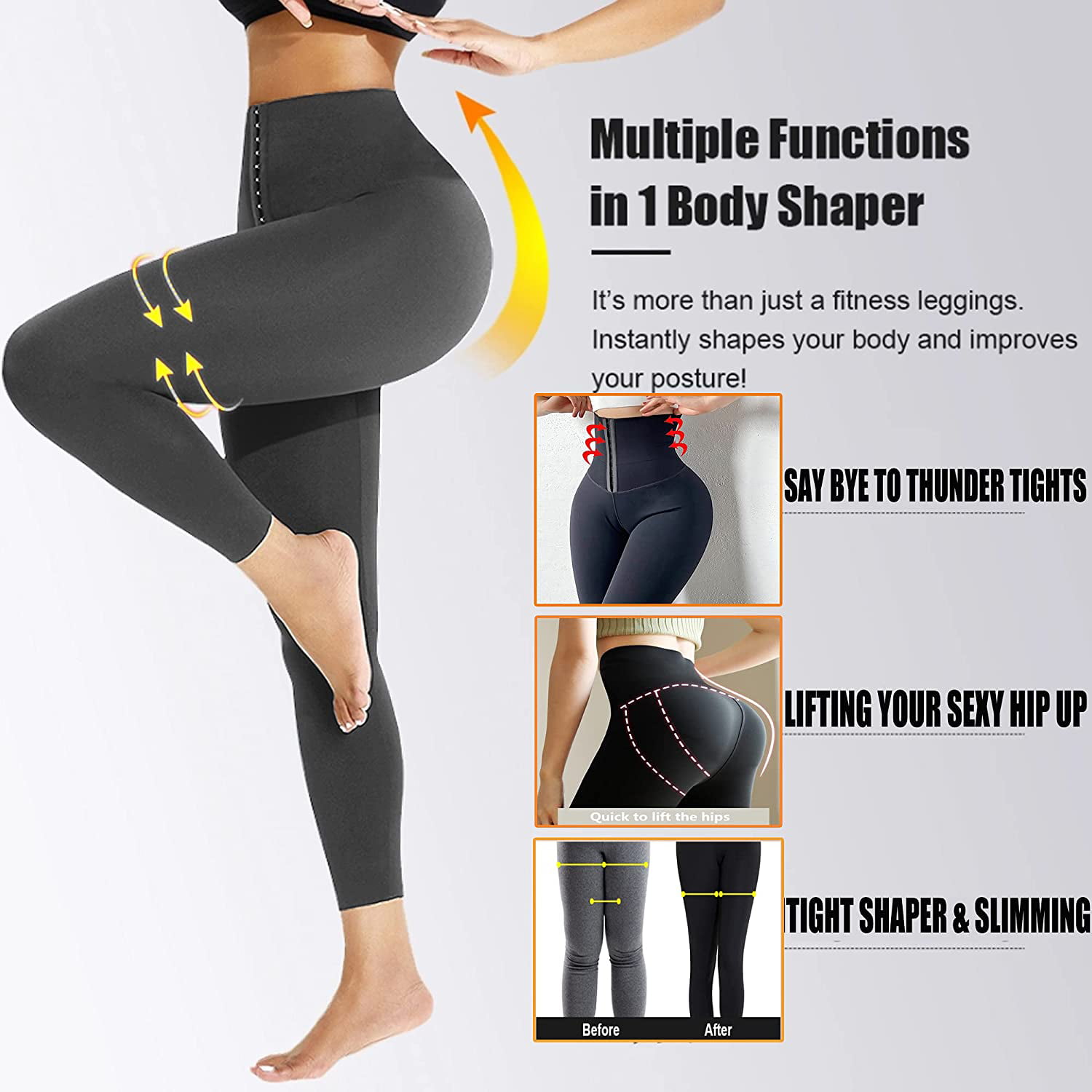 Womens High Waist Tummy Control Yoga Pants Slimming Push Up Leggings Gym Shaper 