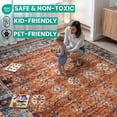 thumbnail image 6 of Bloom Rugs Washable Non-Slip 6' x 9' Rug - Orange/Teal Blue Traditional Bordered Area Rug for Living Room, Bedroom, Dining Room, and Kitchen - Exact size: 6' x 9', 6 of 9