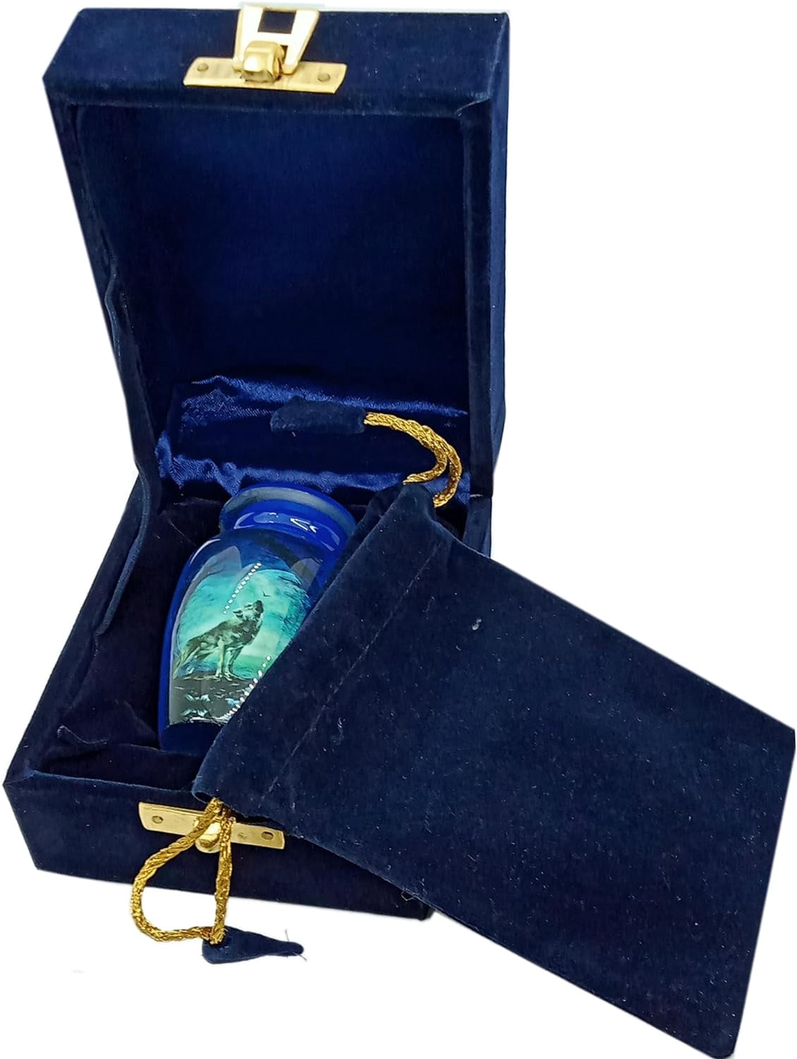 UR urns Keepsake Urn –Howling Wolf with Moon Keepsake Cremation Urn for Human Ashes with Velvet Box & Velvet Bag-Mini Keepsake Urn - Affordable Keepsake Urn (3 cu.in)