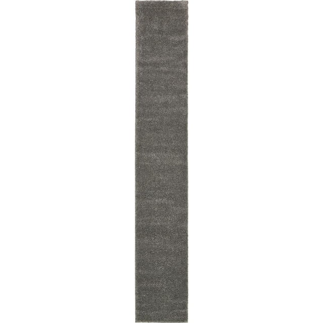 Unique Loom Solo Collection Solid Plush Kids Runner Rug, 2' 2" x 13', Gray