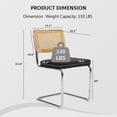 thumbnail image 3 of Natural Rattan Dining Chairs Set of 2/4/6, Upholstered Mid-Century Modern Dining Room Chairs with Cane Backrest, Retro Velvet Kitchen Chairs with Chrome Base, 3 of 8