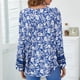 thumbnail image 4 of Blusas de manga larga con estampado floral Primavera Moda Cuello en V Casual Linterna suelta Top de manga larga para mujeres y niñas, 4 of 6