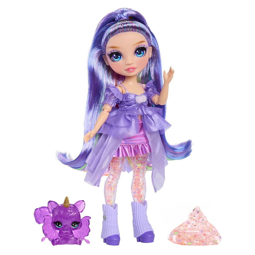 Rainbow High Rainbow Shimmers with Slime – Violet, Purple 11” Fashion Doll, Create a Rainbow Doll, Slime Kit, Pet Squirrel, Kids Gift 4+, RAINBOW SLIME