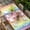 Yellow White Light Pink, variant on Dandelion Table Cloths for 4 Foot Rectangle Tables, Rainbow Stripes Modern Minimalist Flowers Patio Waterproof Elastic Fitted Tablecloths, Washable Rectangular Table Cover for Camping