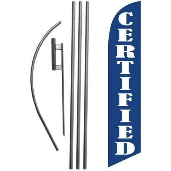 Certified blue 15ft Feather Banner Swooper Flag Kit - INCLUDES 15FT POLE KIT w/GROUND SPIKE
