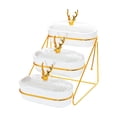 thumbnail image 3 of Plato de frutos secos, platos para aperitivos, multiusos, con rejilla de hierro, contenedor de almacenamiento nórdico White 3 Tier, 3 of 9
