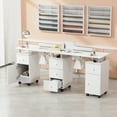 thumbnail image 3 of Ktaxon Double Nail Desk with Electric Dust Collectors, 5 Drawers, 2 Cabinets, White, 3 of 8