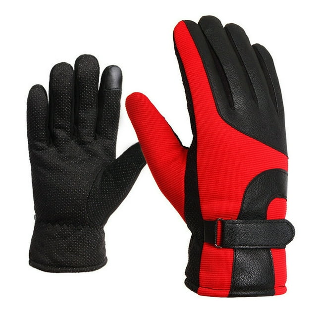 Touch Screen Gloves Winter Warm Windproof Smartphone Texting Glove Thermal for Hiking Driving Cycling Running(Red)