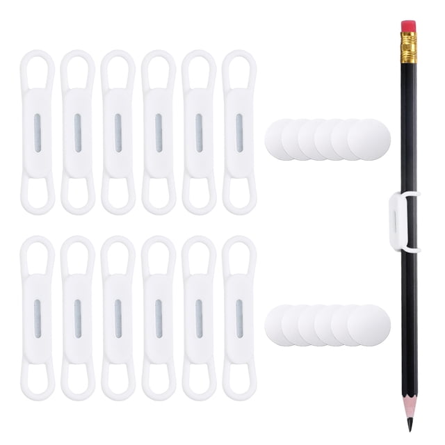 Uxcell 12Pcs Soporte Magnético para Lápices, Soporte de Lápiz Magnético de Silicona para Refrigerador, Pizarra, Escritorio, Clipboard, Blanco