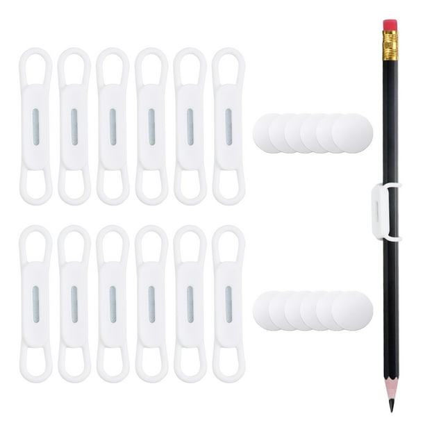 Uxcell 12Pcs Soporte Magnético para Lápices, Soporte de Lápiz Magnético de Silicona para Refrigerador, Pizarra, Escritorio, Clipboard, Blanco