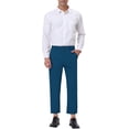 thumbnail image 2 of Pantalones de vestir de negocios recortados INSPIRE CHIC para hombre, corte recto, frente plano 28 Azul, 2 of 7