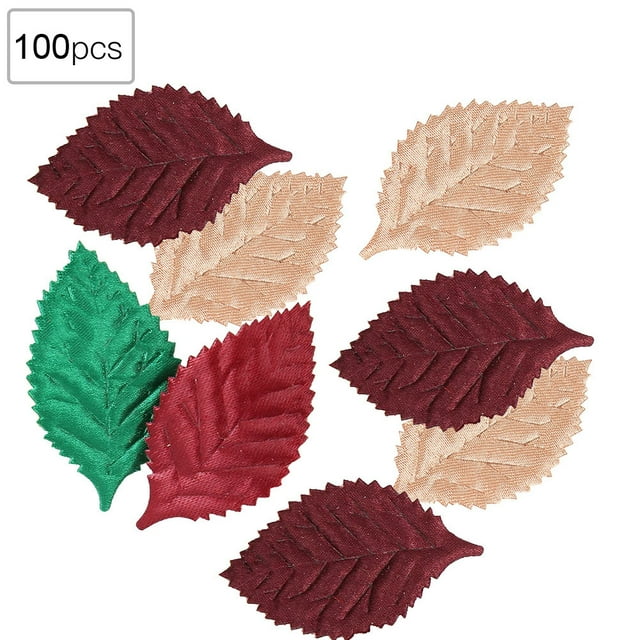 Artificial Plants Leaves, 100pcs Bright Color Mixing Cloth Sticker, Suitable for Garden, Office, Balcony, Wedding Decoration