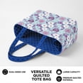 thumbnail image 5 of Pzuqiu Large Capacity Quilted Tote Bags for Women, Reversible Lightweight Floral Blue Puffer Shoulder Handbags for Work, Travel, Shopping, College, Everyday Use, 5 of 7