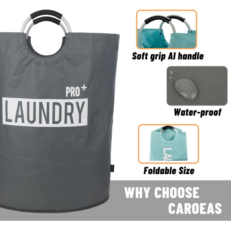 Haundry Large Collapsible Laundry Hamper Bag with Handles, 15 x 15 x 26 Inches Foldable Clothes Basket for Washing Storage