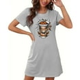 thumbnail image 2 of Somuwie Clearance Large size short Halloween women's nightdress with chest print round neck short sleeves short nightdress, 2 of 5