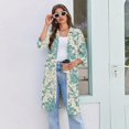 thumbnail image 6 of Zipper Lightweight Robes for Women Soft Womens Bathrobe Zip Up Front 3/4 Sleeve Knee Length Vintage Floral Print Trendy Sleepwear Nightgown with Pockets Green S, 6 of 7