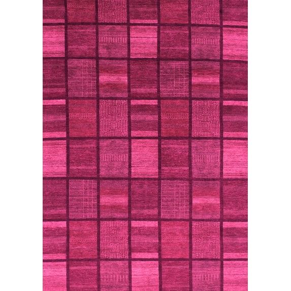 Ahgly Company Indoor Rectangle Checkered Pink Modern Area Rugs, 2' x 3'