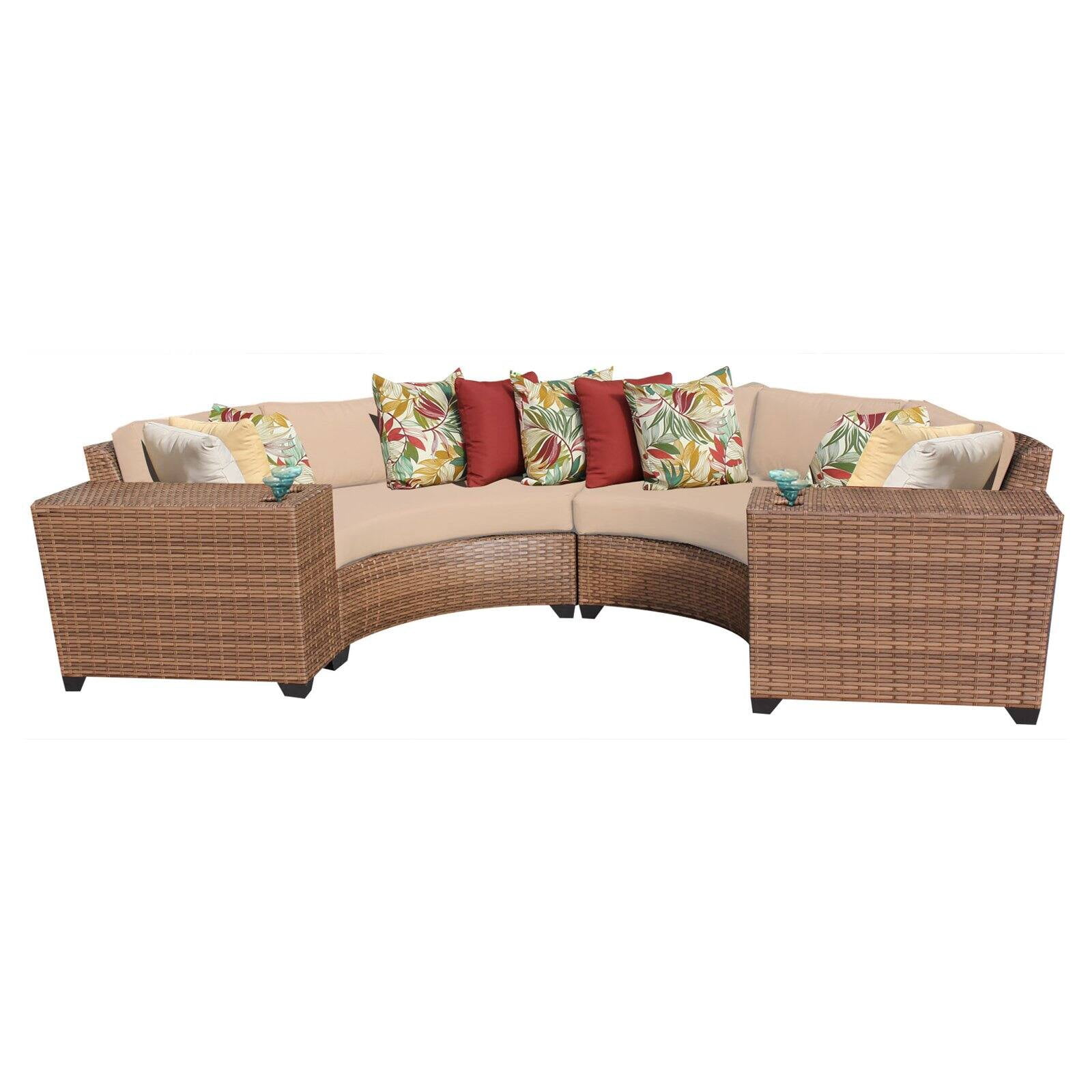 TK Classics Laguna Wicker 4 Piece Patio Conversation Set ...