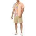 thumbnail image 2 of MODA NOVA Big & Tall Men's Color Block Short Sleeve Button Striped Shirts Pink LT, 2 of 5