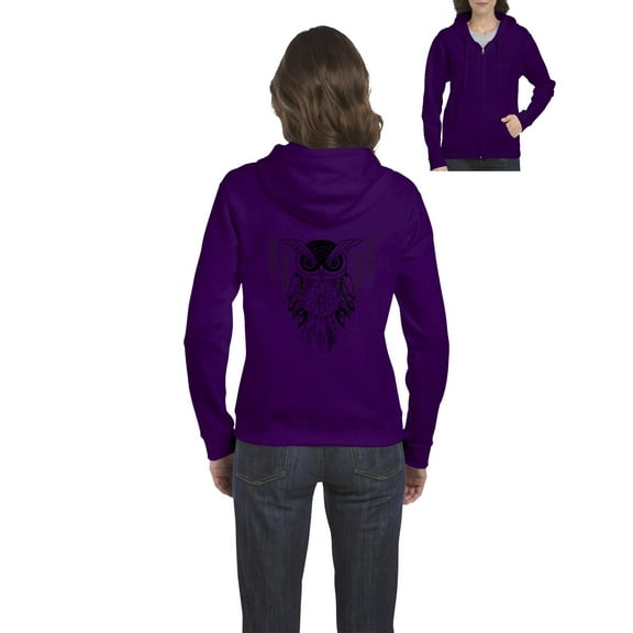 Artix - Women's Sweatshirt Full-Zip Pullover - Christmas Owl