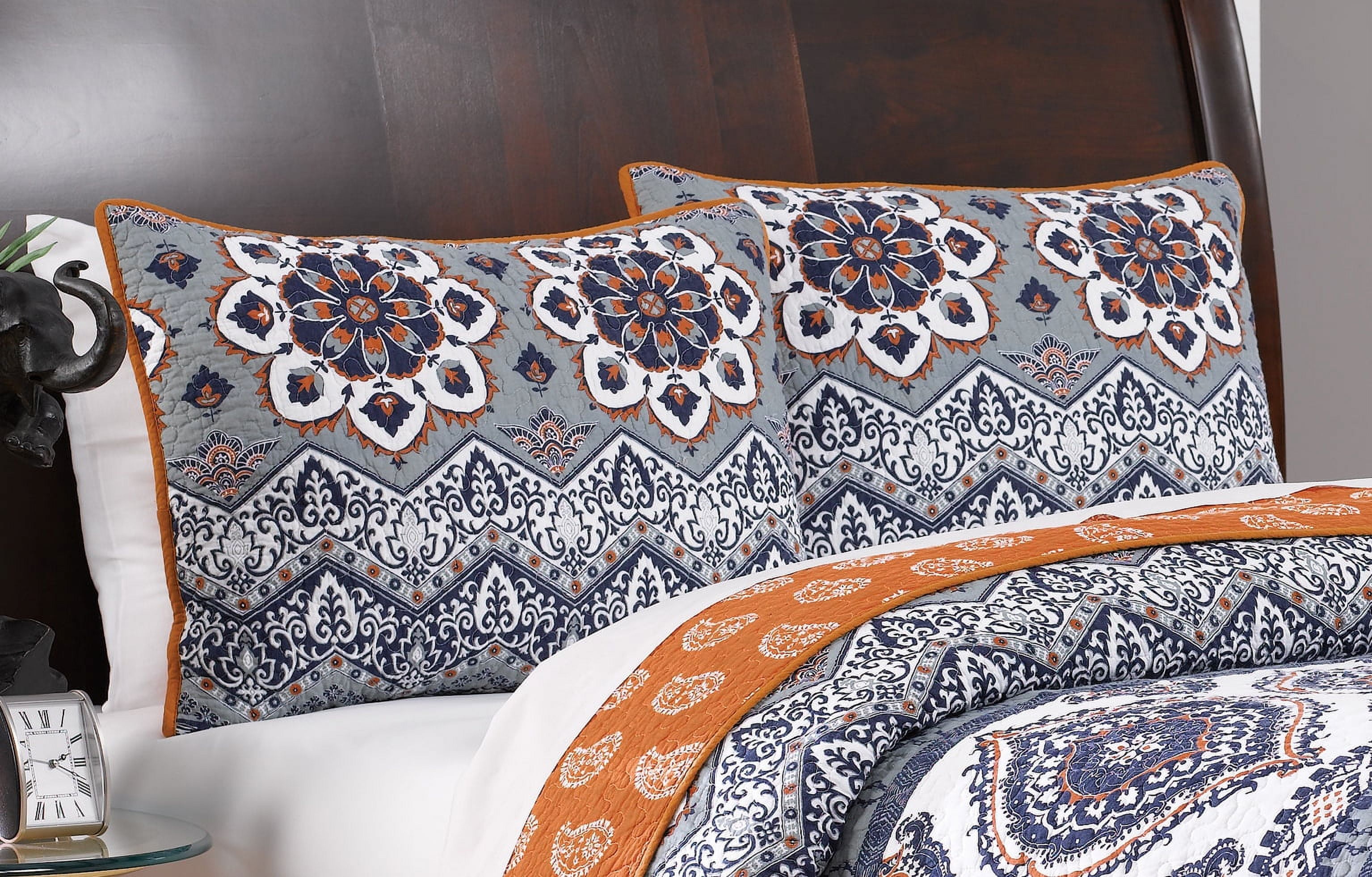 Global Trends Maya 3-Piece Saffron Floral Quilt Bedding Sets, Full Queen