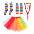 thumbnail image 1 of Falda de tul para adultos: vestido de tutú de ballet en capas con lazo colorido, guantes largos, medias y tirantes, accesorio de disfraces., 1 of 5