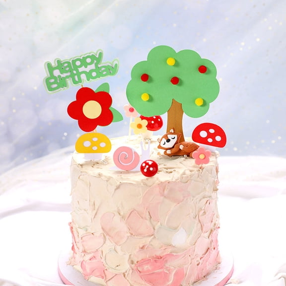 FENGGUIQU Assorted Color Paper Flower Cake Decorations 15 Pieces