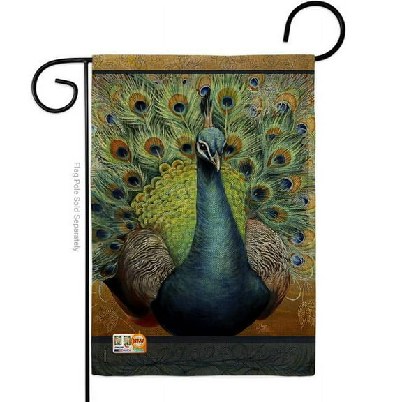 Breeze Decor BD-BI-G-105041-IP-DB-D-US13-AL 13 x 18.5 in. Salon Royale IV Burlap Garden Friends Birds Impressions Decorative Vertical Double Sided Flag