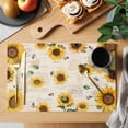 thumbnail image 2 of Sunflowers Floral Placemats Set of 4, Yellow Flower Bee Retro Letter Country Style Non-Slip Place Mats Washable Table Mats for Kitchen Dining Table Decorations Indoor/Outdoor, 2 of 9