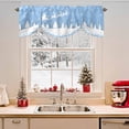 thumbnail image 2 of Light Blue Christmas Tie Up Valances Curtain, Xmas Reindeer Tree Winter Snowflake Adjustable Rod Pocket Short Window Treatment Tie Up Curtains Valances for Kitchen Living Room Bathroom 42x12 Inches, 2 of 9