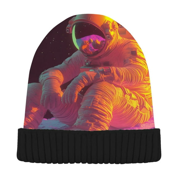 joogoo Astronaut on Universe Beanie Hats Cuffed Winter Warm Knit Thick Beanies